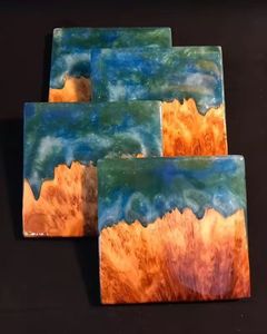 Posavasos redondo de resina Natural y madera, venta al por mayor, cuadrado, diseño Redondo, taza de bebida, cristal epoxi, taza de té de pino, posavasos, piedra de resina - Product Image 1