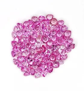 Obral batu permata longgar safir Pink alami bentuk hati Lot 19.10 karat Lot 4-5mm batu permata pembuat perhiasan