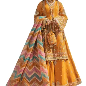ボリウッドスタイルのファンシー品質の新しいデザイン芝生Shalwar Kameez with Dupattaベストセラー価格100% ピュアドレス女性用