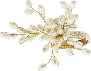 Anneau de serviette en or avec fausse perle en spirale - Product Image 3