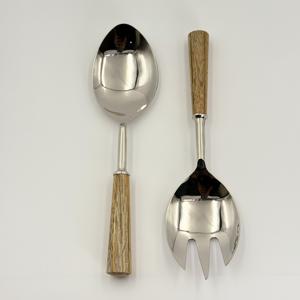 ชุดช้อนส้อมสลัดสแตนเลส ดีไซน์แฮนด์เมด ด้ามจับสีเงินขัดเงา ช้อนและส้อมเสิร์ฟสลัดดีไซน์เนอร์ งานแต่งงาน ผลิตจากเหล็กขัดเงา - Product Image 3