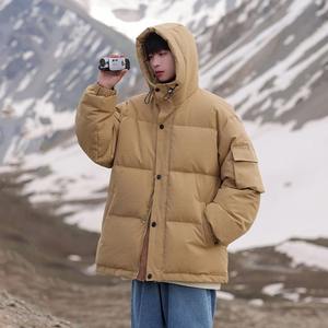 2024 Otoño/Invierno nueva tendencia chaqueta acolchada para hombre chaqueta cálida de plumón de pato blanco con cuello levantado tela de lona de estilo callejero - Product Image 3