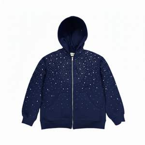 Sweat-shirts à capuche unisexe d'hiver avec strass, coupe ample, pour hommes, de haute qualité, 100% coton, 460 GSM, poids lourd, teint uni, coupe-vent - Product Image 3