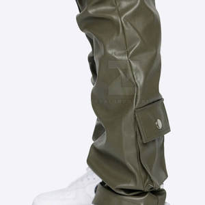 Pantalones de Cuero para Hombre, Color Sólido Oscuro, Estilo Urbano, Lavados, de Alta Calidad, Casuales, Transpirables, Ligeros, Cintura Media, para Invierno - Product Image 6