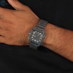 Full Iced Out <b>Black</b> Lab Grown Diamond Wrist <b>Watch</b> Celebrity Style Hip Hop <b>Watch</b> For <b>Men's</b> - Product Image 2