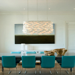 Lustre rectangulaire moderne <span class=keywords><strong>en</strong></span> céramique <span class=keywords><strong>blanche</strong></span>, design artistique poisson, style côtier, pour restaurants et écoles - Product Image 4