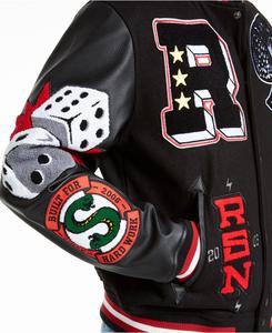 Chaqueta universitaria de Hip Hop para exteriores con logotipo personalizado para hombre, diseño de moda con patrón de retazos, estilo American College Letterman - Product Image 3