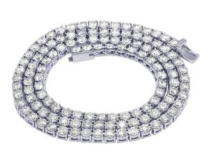 Iced Out Silver <b>Tennis</b> <b>Chain</b> with Moissanite Diamond Hip Hop Jewelry for Men Women 925 Silver USA Popular Necklace - Product Image 1