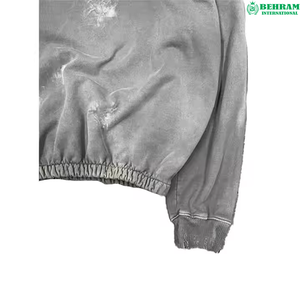 Sweat à capuche épais uni en molleton/éponge française 100 % coton, coupe classique, écologique, style vintage, pour l'hiver – Vente en gros - Product Image 2