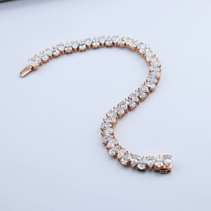 AMBER JEWELS Pulsera de tenis de oro rosa con piedra natural de talla brillante, engaste de garra, certificado IGI, joyería de lujo unisex para bodas - Product Image 3