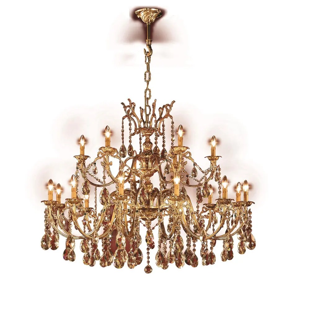 PREMIUM QUALITY 18-LIGHT CHANDELIER MADE IN ITALY IN ANTIQUE GOLD FINISH