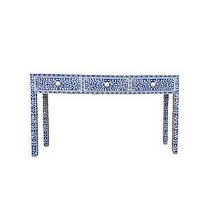 Table d'entrée incrustée d'os de qualité supérieure Console moderne au design floral bleu et blanc exquis pour intérieurs de maison et de luxe - Product Image 6