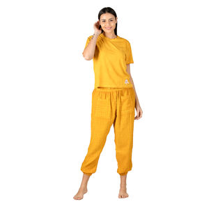 Top vente bio lavé doux coton fait demi-manches femmes robe de nuit pyjama ensemble pour l'été printemps saison à prix fiable - Product Image 1