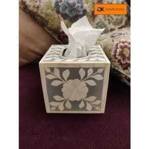 SAMI HANDICRAFTS Boîte de rangement carrée pour serviettes en os incrusté, faite à la main, couleur et taille personnalisables, design moderne pour la maison et l'hôtel - Product Image 2