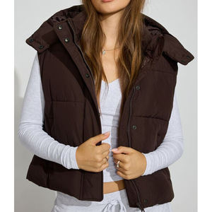 Chaqueta Acolchada sin Mangas de Alta Calidad al por Mayor, Transpirable, de Nailon, Imprime Tu Logotipo Personalizado, Abrigo de Algodón con Plumón para Mujer, Invierno - Product Image 1