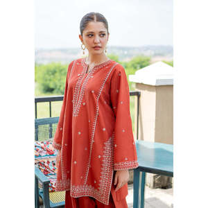 Ensemble femme URGE-2Piece, chemise et pantalon brodés en tissu lawn - BIC-244 - Product Image 4