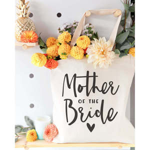 Sac fourre-tout en toile de coton uni pour la mère de la mariée, fermeture ouverte - Product Image 5