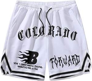 Shorts de basket-ball pour hommes, shorts de sport décontractés, shorts de course à pied en mesh avec imprimé graphique - Product Image 5