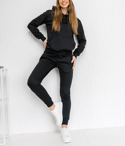 Conjunto de sudadera con capucha y parche bordado Vintage para mujer, chándal de dos piezas personalizable para invierno de talla grande sólida - Product Image 5