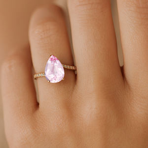 แหวนอัญมณีมอร์แกไนท์สีชมพูทอง14K แหวนหมั้นเพชรธรรมชาติแหวนแต่งงานออกแบบอย่างสวยงามแหวนเครื่องประดับชั้นดี - Product Image 2