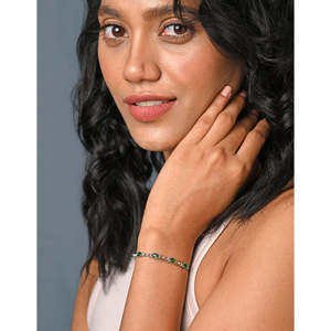NOVAMART Fine 925 Pure <b>Silver</b> Infinity Hand <b>Bracelet</b> with Green Diamond Pearl Zircon Religious Style <b>Charm</b> <b>Bracelets</b> for Gift Wh - Product Image 3
