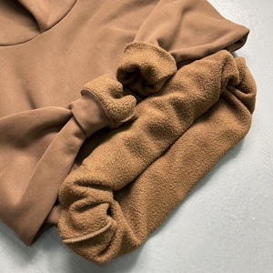 Custom Embroidered Silk Screen Printed 400GSM Cotton Heavyweight <b>Oversized</b> Blank Plain <b>Men</b> Pullover Brown <b>Fleece</b> <b>Hoodies</b> - Product Image 2