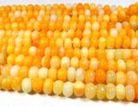 Perles Rondelles d'Opale Naturelle Teinte Orange, 9mm, Lisses et Polies, en Vrac, Fil de 16 pouces, Qualité Supérieure, Lot de Bijoux en Gros