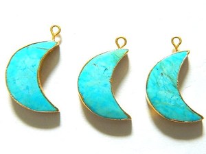 Collier pendentif lune en cristal de pierre naturelle pour femme Turquoise brute avec breloques accessoire de bijoux Posh - Product Image 4