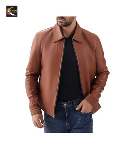 Chaqueta de cuero marrón superventas para hombre, venta al por mayor, suministro de fábrica, precio bajo - Product Image 5