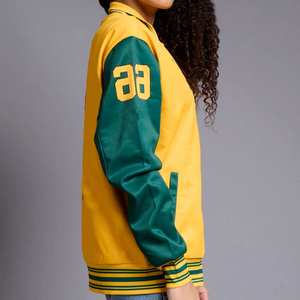 2025 Top Trending Custom Women Varsity Jacket Manga larga de cuero Transpirable Lana Invierno Venta al por mayor Chaquetas cortas 2025 - Product Image 3