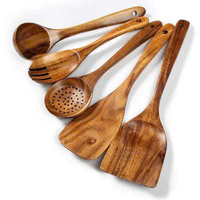 Houten Keuken Lepel Set Voor Het Koken Roeren Serveren Van Natuurlijke Bamboe Gebruiksvoorwerpen Voor Eco Thuisgebruik