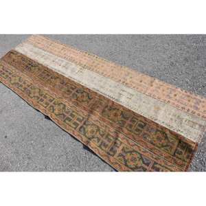 Alfombra de lana de retazos verde marrón clásica de área grande 3,1X8,8 pies diseño Aubusson turco para sala de estar o pasillo con respaldo de látex - Product Image 4