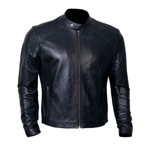 Blouson en cuir de motard personnalisé à faible MOQ, blouson en cuir de moto noir tendance pour adultes - Product Image 4