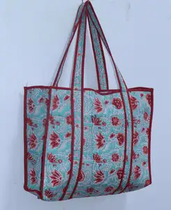 Sacs pour femmes Indian Quilted Fabric Shoulder Hand Block Printed Large Boho Bags Weekender Bag Overnight Travel Bagsel