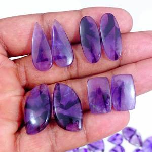 100% par de amatistas naturales piedras preciosas sueltas mezcla forma y tamaño par de amatistas cabujón piedras preciosas sueltas para uso fabricación de joyas - Product Image 4