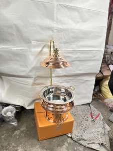 Plato de catering para bodas, acabado de oro rosa de acero inoxidable de alta calidad, plato de frotamiento de comida usado para hoteles y restaurantes - Product Image 2