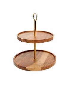 Compassion Collection Plateau à Gâteau à 2 Couches avec Support en Bois et Métal en Fer Marron Or Design Indien Boîte de Fête Ensemble de Tasses Emballées - Product Image 1
