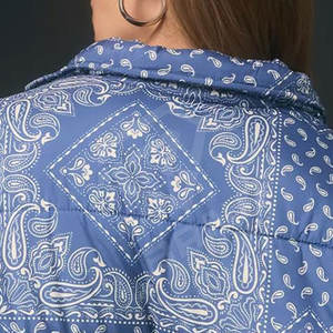 Veste bouffante imperméable d'hiver personnalisée pour femmes, manteau d'hiver en duvet de bulle imprimé en cuir de mouton épais, Patchwork, vente à chaud - Product Image 6