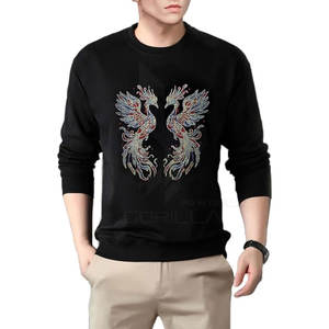 Superventas 100% algodón Regular Fit sudadera de hombre Casual ropa de invierno sólido decoración de diamantes de imitación a prueba de viento impermeable - Product Image 6