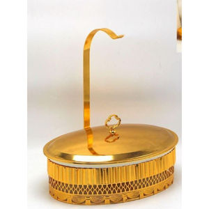 Nouveau plat à froufrous moderne en métal doré vaisselle d'hôtel plat de service de nourriture restauration événements chauffe-buffet plat de restauration - Product Image 2