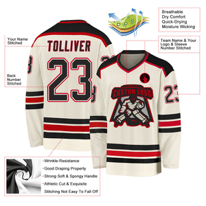 Maillot de hockey sur glace personnalisé de haute qualité, sublimation, vêtements de hockey sur glace pour hommes, respirant, col en V, séchage rapide, maillot de hockey sur glace lavé - Product Image 3