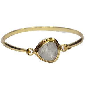 925 argent Sterling plaqué or excellente qualité à facettes arc-en-ciel pierre de lune pierre précieuse fait à la main Unique bracelet réglable - Product Image 2