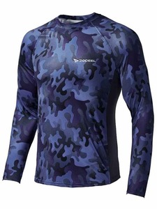 Protection solaire pour hommes UPF 50 + chemises à manches longues course à pied entraînement athlétique chemise de gymnastique UV natation poisson éruption garde randonnée en plein air hommes - Product Image 2