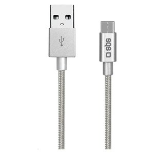 Sbs <b>Usb</b> Type C To <b>Usb</b> Type <b>A</b> Braided Cable 1.5m Data Charging Silver - Product Image 1