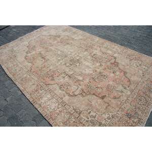 Alfombra Turca de 6.3x9.7 pies, Alfombra Vintage, Alfombra con Borde Rojo de Lana - Product Image 2