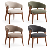 Chaise de salle à manger moderne pour restaurant avec dossier incurvé, revêtement en tissu, structure en bois massif, couleur personnalisée pour hôtel, café