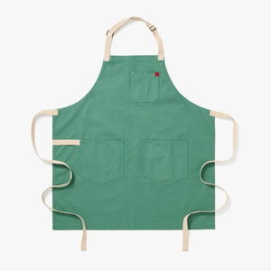 Delantal sin Mangas de Lona Verde Oliva con Ribete Azul, 3 Bolsillos, Resistente al Agua, Lavable a Máquina, Uso Diario, Moderno - Product Image 2