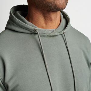 Sweat à capuche personnalisé pour hommes, vêtements de rue, automne/hiver, 100% coton, poids lourd, Boxy, pull français surdimensionné, teint uni - Product Image 4