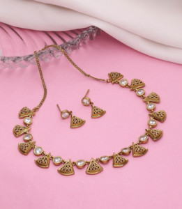 Ad Fashion Jewelry <b>Set</b> Necklace with <b>Pearl</b> Mehndi Plating Copper Brass Chapado Gift for Women with Style - Product Image 2