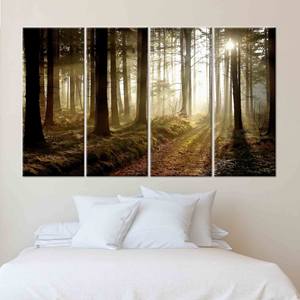 Impression sur toile de paysage forestier - Serenity Sunset Pathway Artwork, 4P : Galerie encadrée - Product Image 1